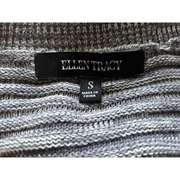 Ellen Tracy Womens V-Neck Knit Sweater Small Gray Cotton Blend - Picture 5 of 7